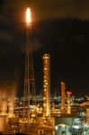 Night Scene Of Chemical Industry Stock Photo