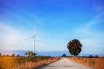 Wind Turbines Farm With The Blue Sky Stock Photo