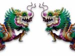 Twin Chinese Dragon Statue Stock Photo
