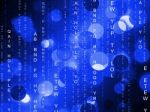 Matrix Background Shows Digital Programming And Futuristic Stock Photo