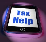 Tax Help On Phone Displays Taxation Advice Online Stock Photo