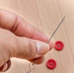 Sewing Buttons Represents Stitches Needles And Tailor Stock Photo