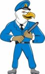 Bald Eagle Policeman Baton Cartoon Stock Photo