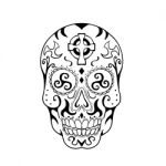 Mexican Skull Triskele Celtic Cross Tattoo Stock Photo
