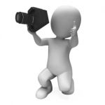 Photography Character Shows Photo Shoot Dslr And Photograph Stock Photo