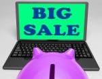 Big Sale Laptop Means Online Specials And Clearance Stock Photo