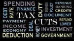 Tax Cuts Word Cloud, Text Design. Business And Financial Concept Stock Photo