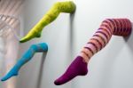 Ladies Legs In Colourful Tights Art Display In The Millennium Ce Stock Photo