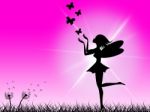 Pink Fairy Shows Sunlight Magic And Girl Stock Photo