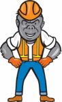 Angry Gorilla Construction Worker Cartoon Stock Photo