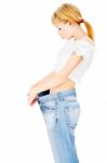 Thin Lady After Her Diet Lost Kilograms Stock Photo