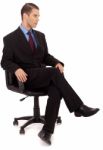 Business Man Sitting In Chair Stock Photo
