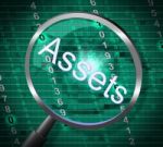 Assets Magnifier Represents Magnify Searching And Property Stock Photo
