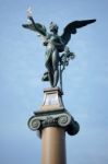 Angel On Top Of A Column On The Cechuv Most Bridge In Prague Stock Photo
