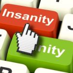 Insanity Sanity Keys Shows Sane And Insane Psychology Stock Photo