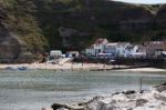 View Of Staithes Harbour North Yorkshire Stock Photo