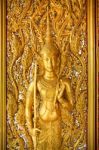 Ancient Thai Art Pattern In Wat Thasung Stock Photo