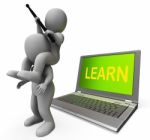 Learn Characters Laptop Shows Web Training Or Studying Stock Photo