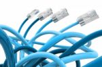 Blue Color Network Cable Stock Photo