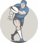Rugby Player Running Ball Isolated Cartoon Stock Photo