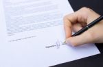 Hand Writing Signature Signing Contract Stock Photo