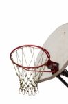 Old Basketball Board And Hoop On White Background Stock Photo