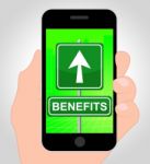Benefits Online Shows Bonus Cellphone 3d Illustration Stock Photo