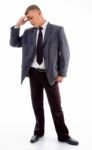 Standing Businessman In Tension Stock Photo