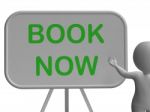 Book Now Whiteboard Shows Reserving Or Arranging Stock Photo