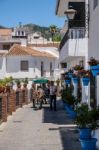 Mijas, Andalucia/spain - July 3 : View Of A Donkey Taxi In Mijas Stock Photo