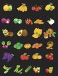 Variety Fruits And Vegetables Stock Photo