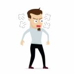 Young Businessman Cartoon Angry Stock Photo