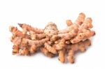 Turmeric Root  On White Background Stock Photo
