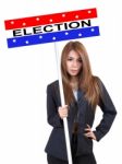 Woman And Election Stock Photo