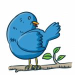 Cartoon Bird On Branch -  Clipart Illustration Stock Photo