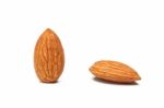 Almond Nut Fruit Organic Healthy Vegan White Background Stock Photo