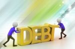 3d People Try To Avoid Debt Stock Photo