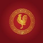 The Gold  Roosters In Chinese Circle Stock Photo