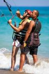 Learning To Kite Surf In Avidmou Cyprus Stock Photo