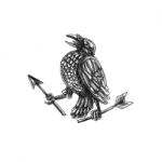 Crow Clutching Broken Arrow Tattoo Stock Photo