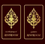 Restroom Golden Signs Stock Photo
