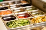 Delicious Vegetarian Food In Trays Stock Photo