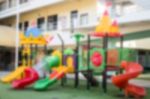 Blurred Colorful Playground On Yard In School Stock Photo