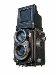 Old Black Twin Lens Reflex Camera Stock Photo