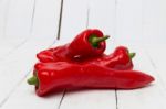 Fresh Red Cayenne Peppers Stock Photo