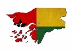 Guinea-bissau Map On  Flag Drawing ,grunge And Retro Flag Series Stock Photo