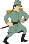 Confederate Army Soldier Drawing Sword Cartoon Stock Photo