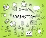 Brainstorm Icons Means Dream Up And Brainstorming Stock Photo