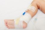 Bandage On Baby Leg Stock Photo