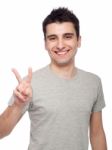 Casual Man Victory Stock Photo